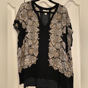 Simply Emma Black and Cream Patterned Blouse